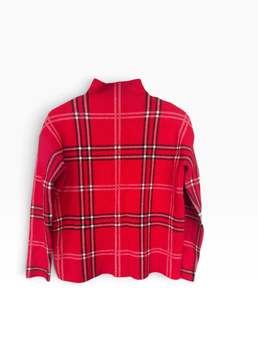 Nicole Miller Red Plaid Mock-Neck Sweater Women’s Small - Picture 3 of 6